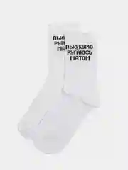 Алый носки с надписью "Пью, курю ругаюсь матом"