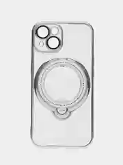 Серебряный чехол MagSafe (Магсейф) для айфон iPhone 11 12 13 14 Pro Max с кольцом защитой камеры