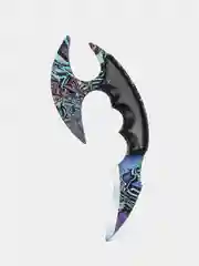 Бирюзовый деревянный нож-керамбит, с защитой пальцев / игрушечное оружие