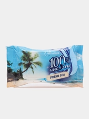 Салфетки влажные ТМ 100% Чистоты с ароматом морской свежести (15 салфеток)