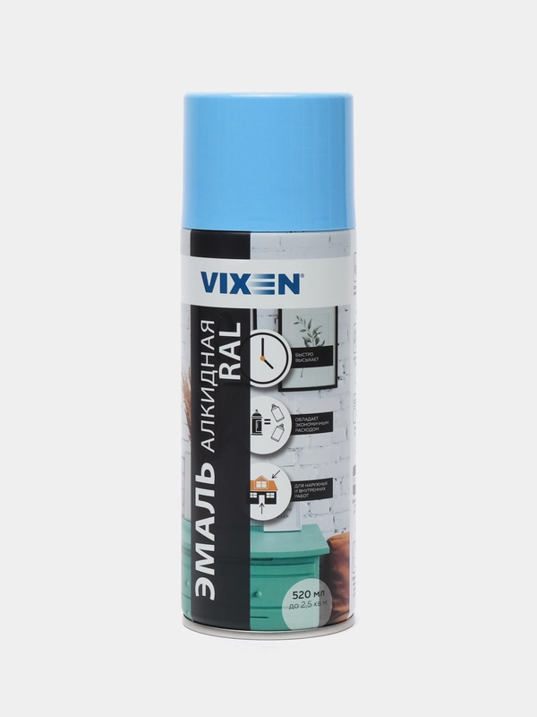 Эмаль аэрозоль, универсальная, алкидная, VIXEN, RAL 5012, голубая, 520 мл
