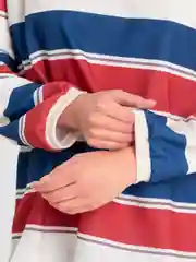 Красный лонгслив женский, в полоску