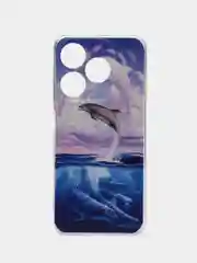 Фиолетовый чехол Tecno Spark 10 / 10C, Спарк 10С с рисунком / принтом