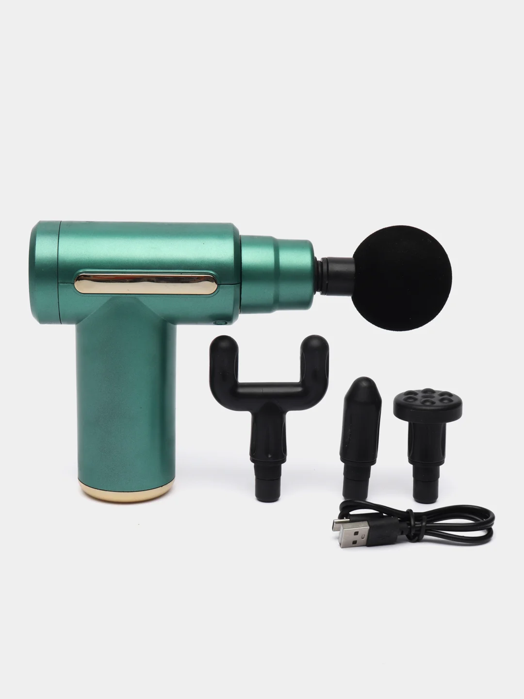Серый мышечный массажер для тела Fascial Gun,ударный,перкуссионный,антицеллюлитный/ 4 насадки