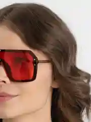 Красный очки солнцезащитные, унисекс, монолинза