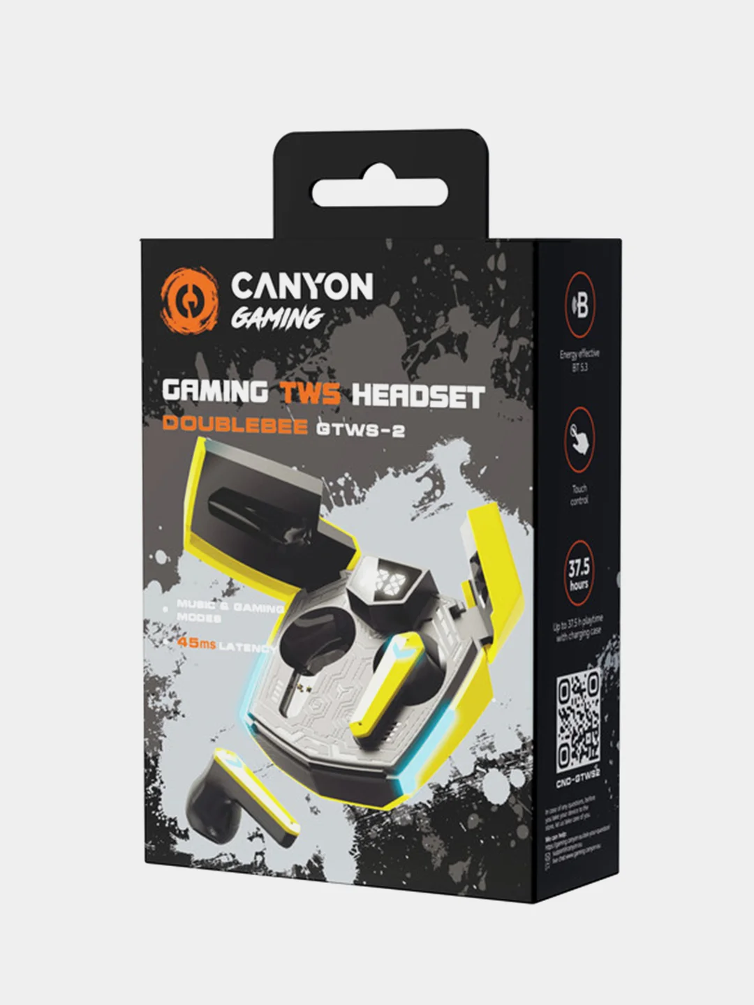 Желтый беспроводные игровые наушники Canyon GTWS-2, сенсорное управление, Bluetooth 5.3