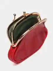 Красный кожаный кошелек на фермуаре, малый