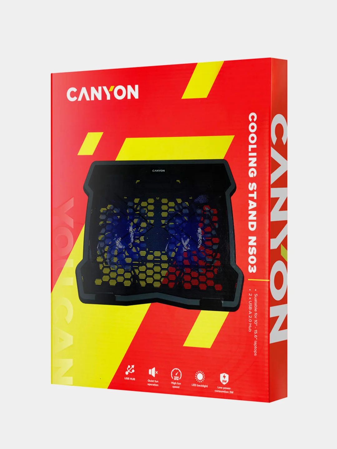 Черный охлаждающая подставка для ноутбуков Canyon NS-03, диагональ до 15.6