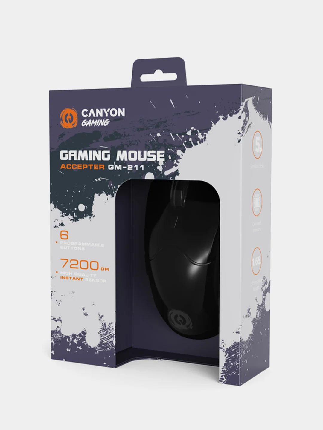 Черный игровая мышь Canyon GM-211 "ACCEPTER", с RGB-подсветкой, 6 кнопок