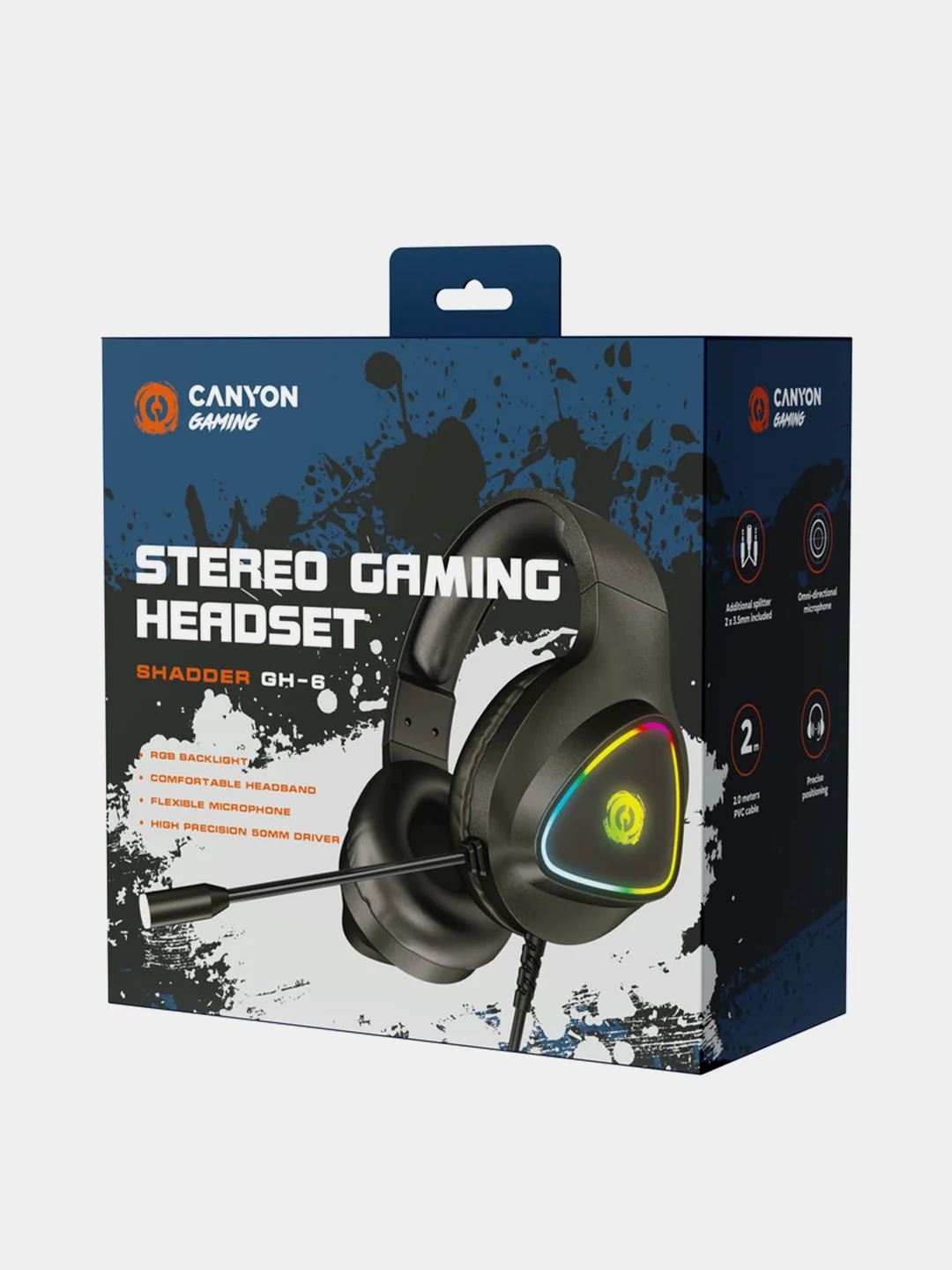 Белый игровые наушники Canyon SHADDER GH-6, с микрофоном и RGB-подсветкой