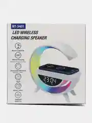 Колонка bluetooth светильник, часы, будильник, беспроводная зарядка, подарок к новому году