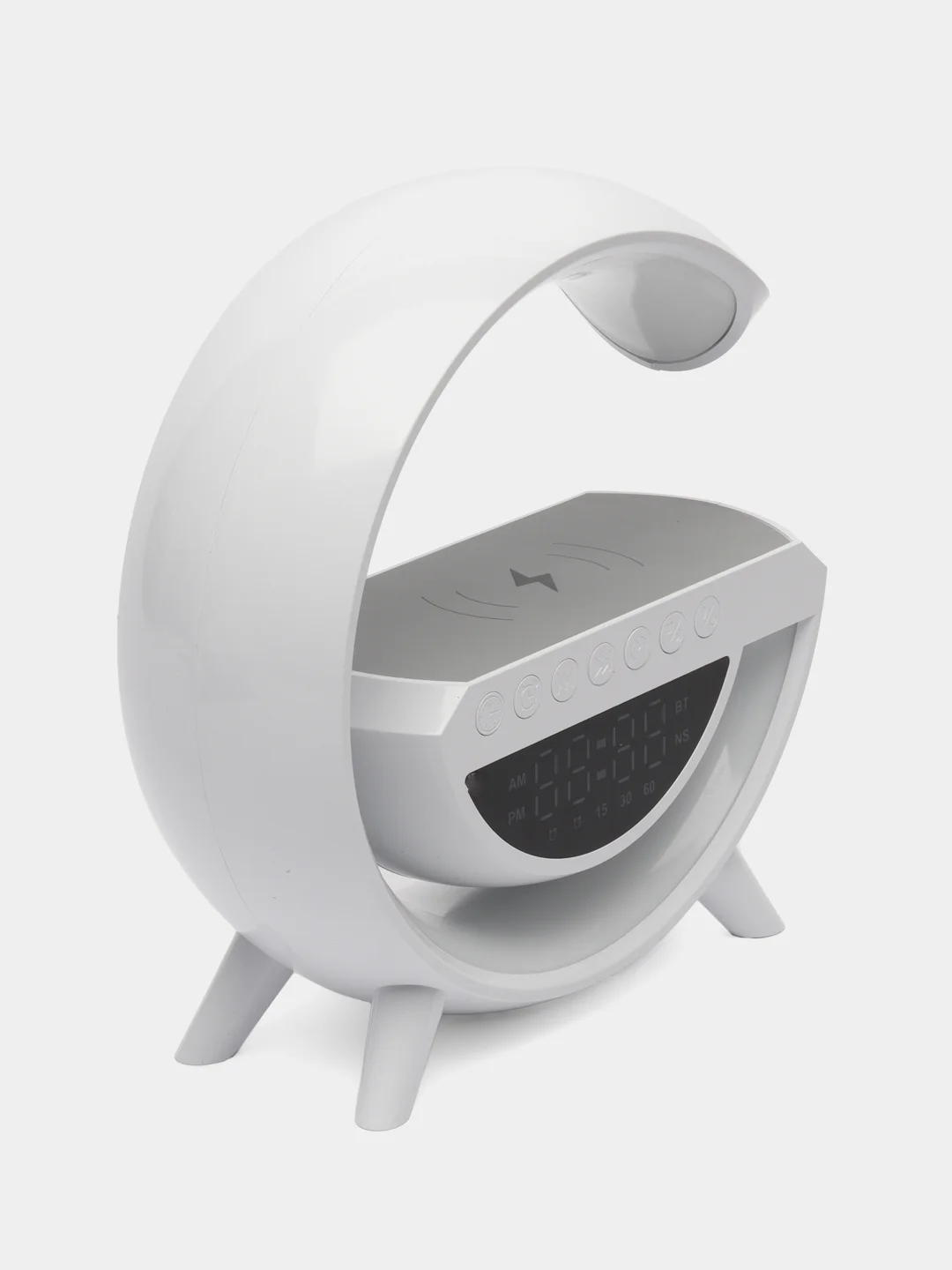 Колонка bluetooth светильник, часы, будильник, беспроводная зарядка, подарок к новому году