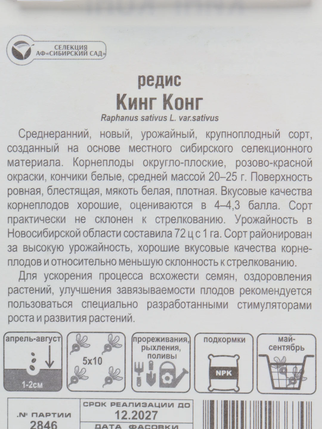 Семена Редис Кинг-конг, 2 г
