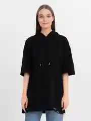 Черный футболка женская с капюшоном оверсайз рваные, для беременных, туника пляжная летняя