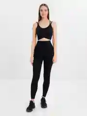 Черный спортивный женский костюм для фитнеса и йоги: топ и лосины