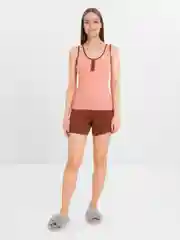 Кораллово-розовый комплект женский, домашняя пижама: шорты и майка,LILIANS