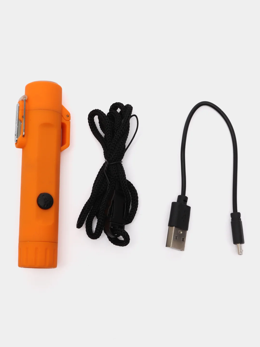 Оранжевый зажигалка электронная с фонариком, с зарядкой USB, походная, в подарочной упаковке