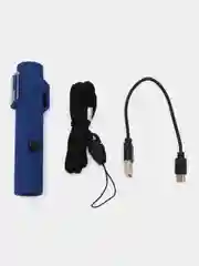 Синий зажигалка электронная с фонариком, с зарядкой USB, походная, в подарочной упаковке