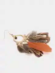 Коричневый серьги подвески с перьями