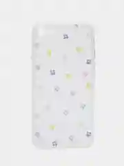 Белый прозрачный чехол с дизайном сердечек и цветовiPhone11,11Pro,11ProMax,XS,XSMax,XR,X,7/8Plus