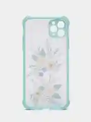 Голубой чехол с цветами для Apple iPhone 12, 12 Pro, 12 Pro Max, 12 mini , 11 , 11 Pro, 11 Pro Max
