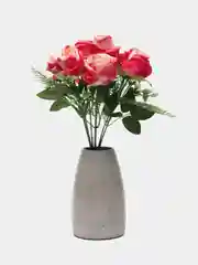 Фуксия букет из роз, искусственные цветы, высота 33 см, 7 бутонов