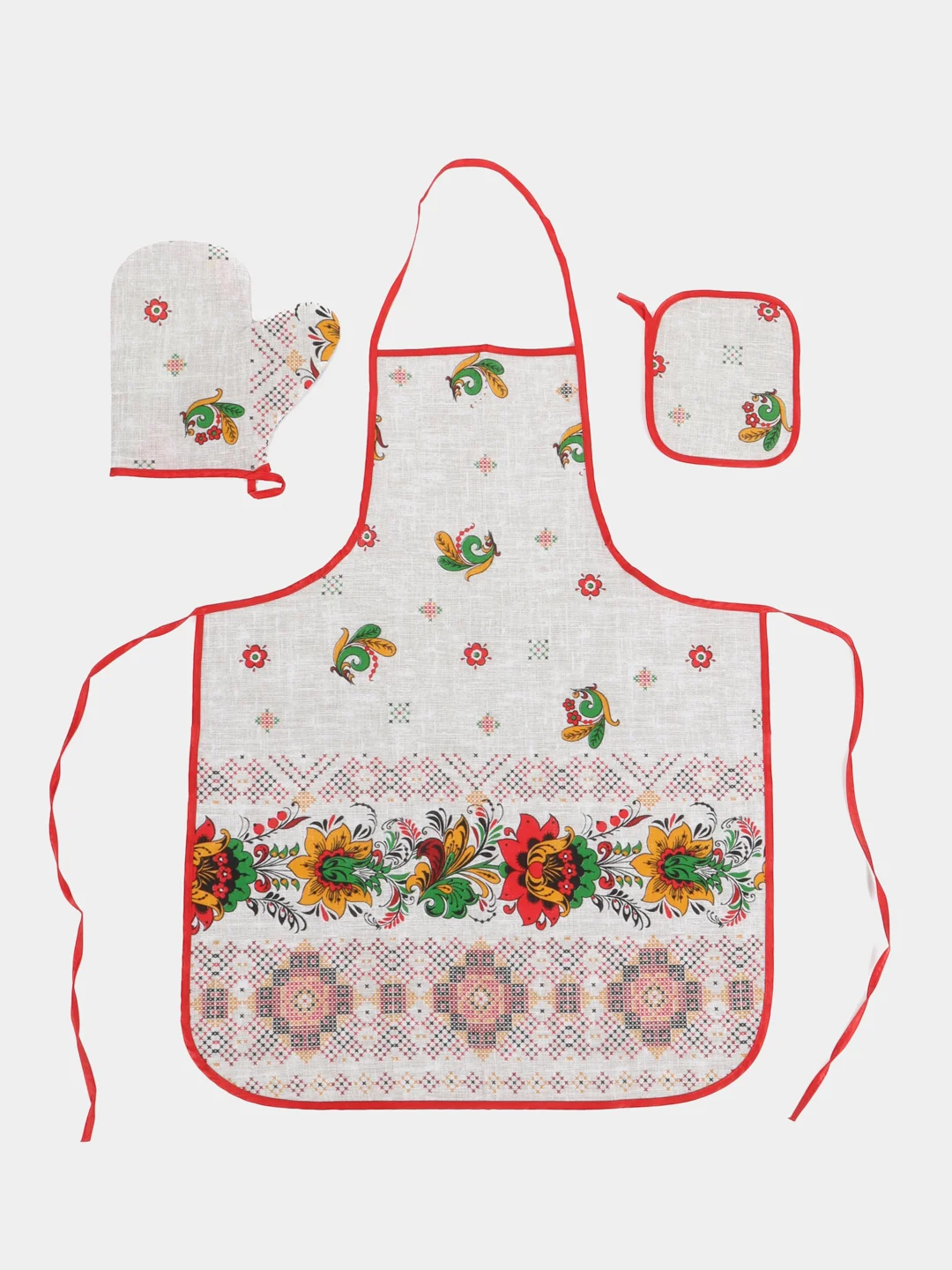 Оранжевый кухонный набор: фартук, варежка, прихватка, хлопок 100%