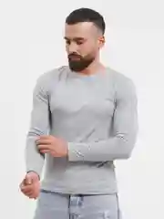 Серый мужской джемпер с длинными рукавами