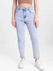 Светло-синий джинсы женские mom fit, с высокой посадкой