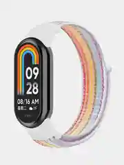 Серебряный ремешок нейлоновый на липучке для Xiaomi Mi Band 8 / Mi Band 9