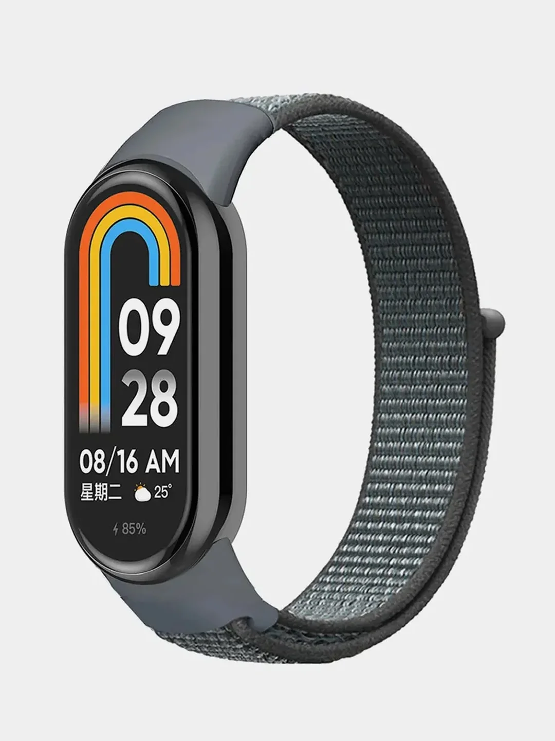 Серый меланж ремешок нейлоновый на липучке для Xiaomi Mi Band 8 / Mi Band 9