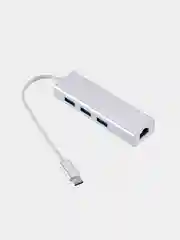 Концентратор, хаб, адаптер, переходник Type-C - 3 х USB 2.0 - Ethernet-порт RJ45, Macbook