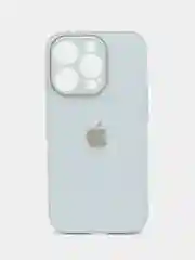 Голубой чехол стеклянный, глянцевый, для айфона Iphone 11, 12, 13, 14, 15 Pro