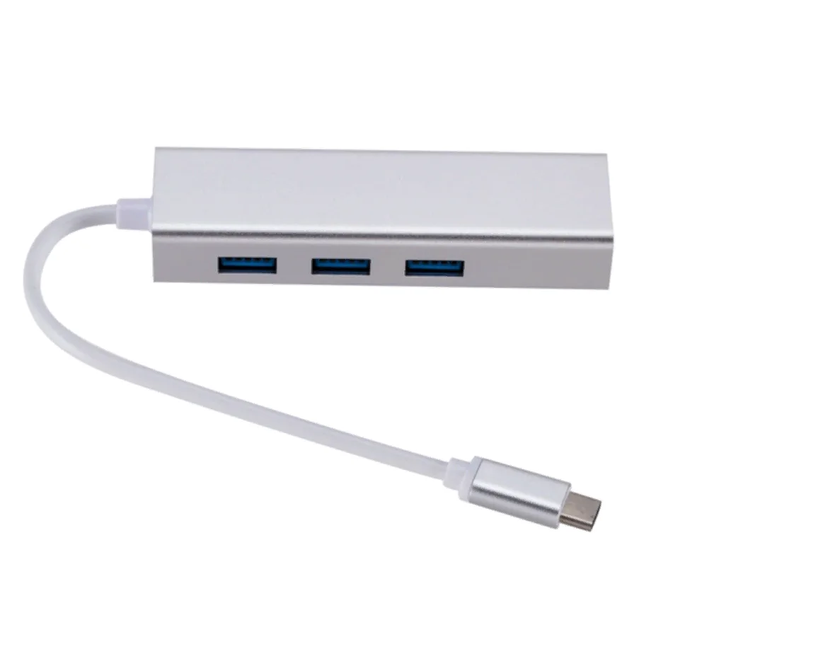 Белый концентратор, хаб, адаптер, переходник Type-C - 3 х USB 2.0 - Ethernet-порт RJ45, Macbook