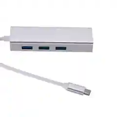 Белый концентратор, хаб, адаптер, переходник Type-C - 3 х USB 2.0 - Ethernet-порт RJ45, Macbook