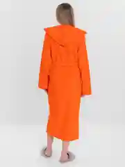 Коралловый меланж халат женский, махровый, с капюшоном, размеры с 46 по 60, Lilians