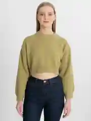 Оливковый свитер укороченный женский