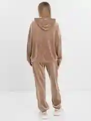 Бежевый бархатный, женский костюм, велюровый, oversize комплект: кофта худи, штаны джоггеры