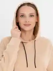 Бежевый комплект тройка женский, жилетка, штаны, худи весна-осень