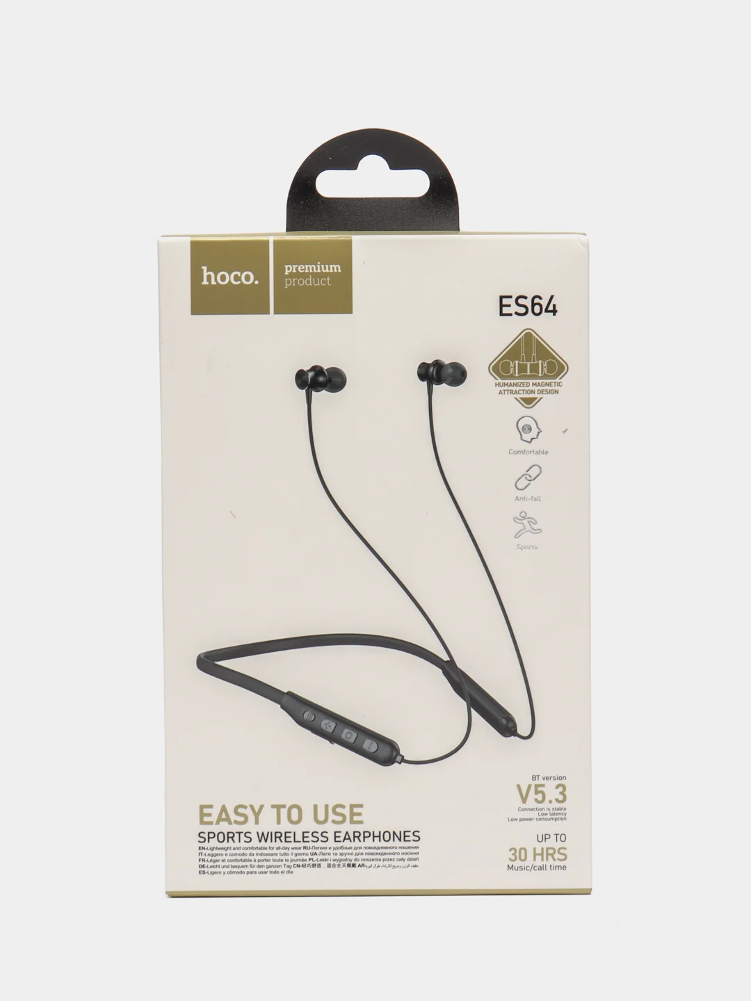 Черный беспроводные наушники ДЛЯ СПОРТА Hoco ES64, вакуумные, BLUETOOTH
