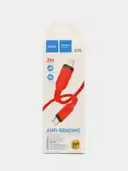 Красный кабель PD быстрая зарядка для Apple hoco X59 Lightning 20W, 3.0A, прочный гибкий кабель