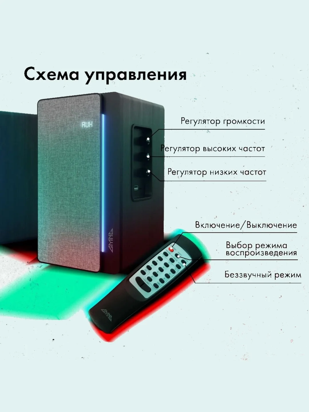 Синий колонки GMNG GG-SP520ACW Bluetooth, саундбар 2.0, компьютерные 50 Вт