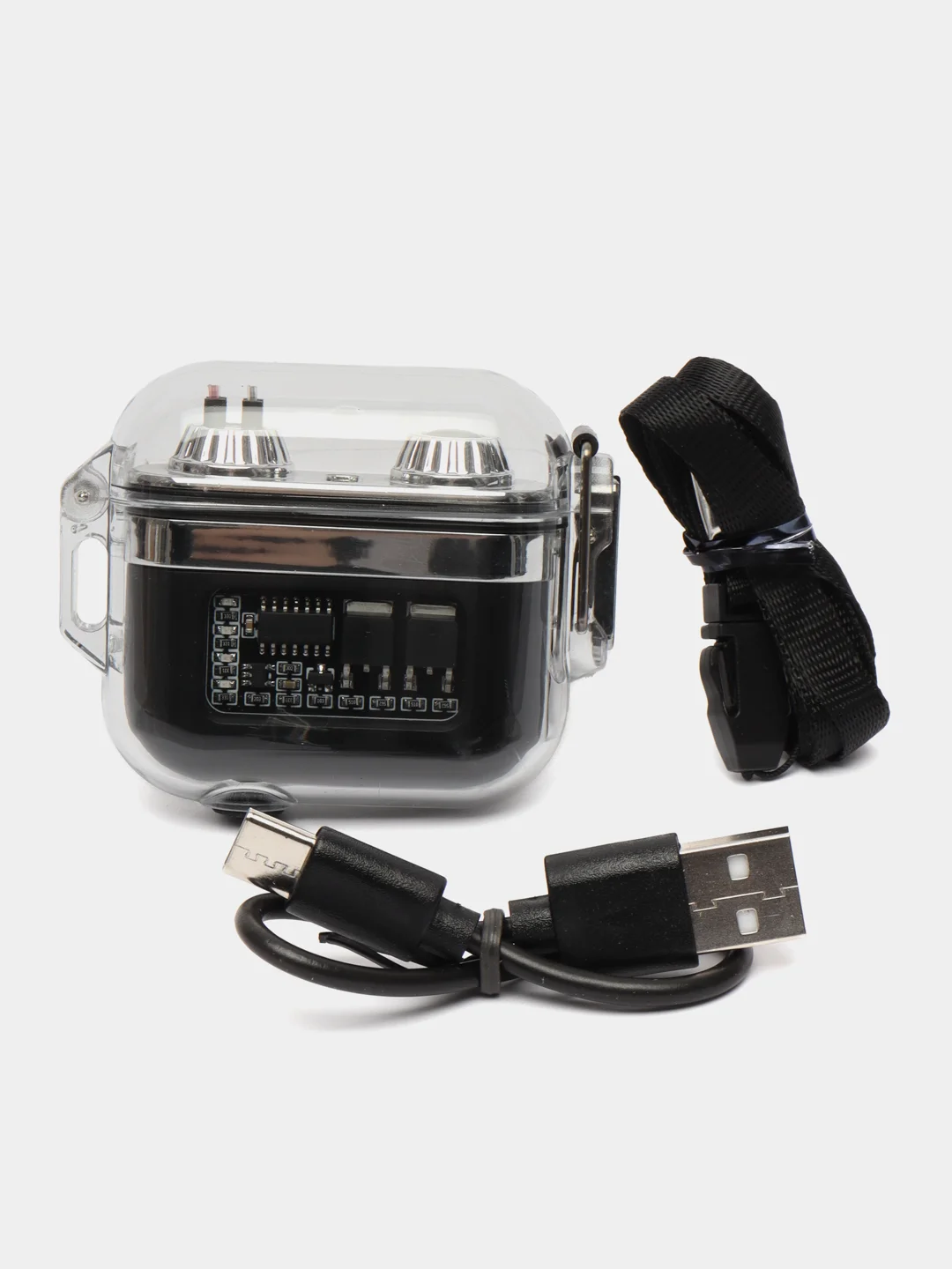 Зажигалка электронная с фонариком USB, плазменная спираль