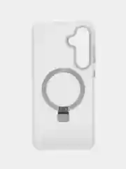 Серебряный чехол для Samsung S24, S24 Plus, S24 Ultra, S23 ultra, S23 Plus, S23 MagSafe с подставкой