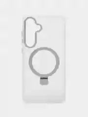 Серебряный чехол для Samsung S24, S24 Plus, S24 Ultra, S23 ultra, S23 Plus, S23 MagSafe с подставкой