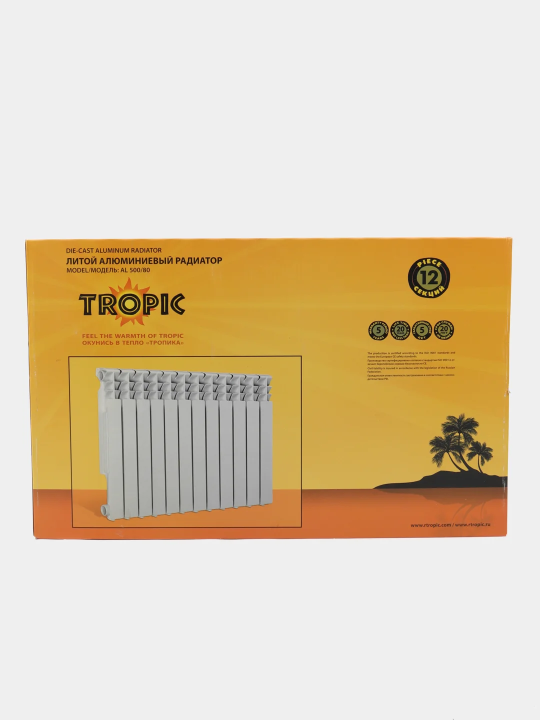 Белый 7601.055 Радиатор "Tropic"500x80 алюминиевый, 12 секций