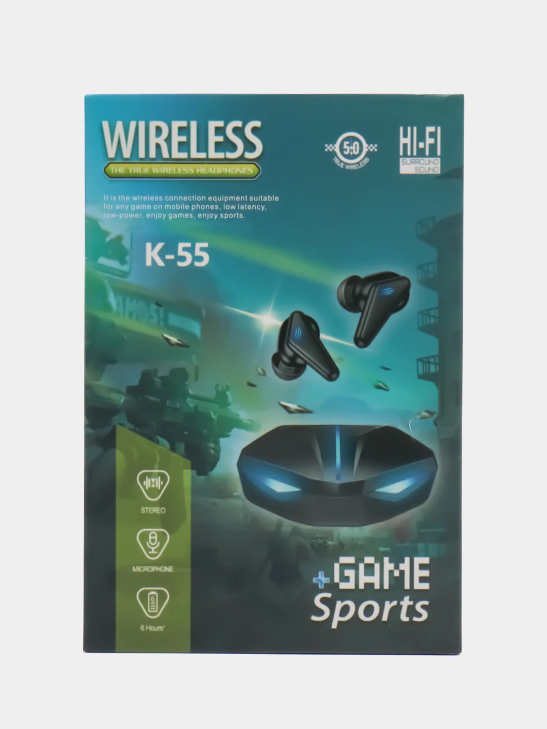 Черный беспроводные игровые наушники Bluetooth K55, с шумоподавлением