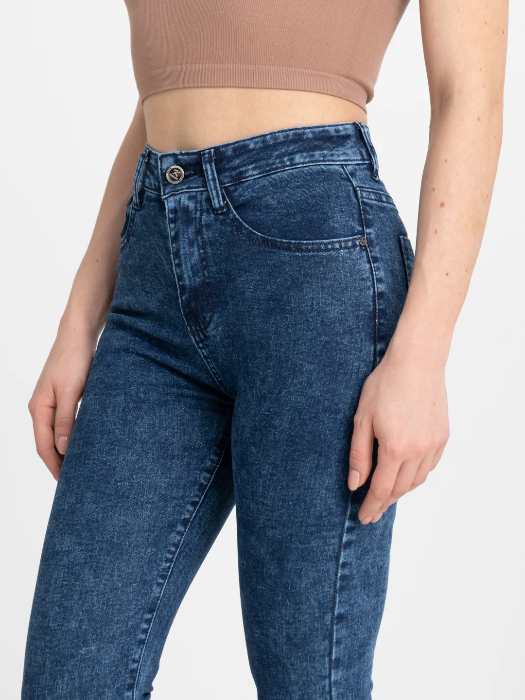 Синий женские джинсы SKINNY с высокой посадкой, синие