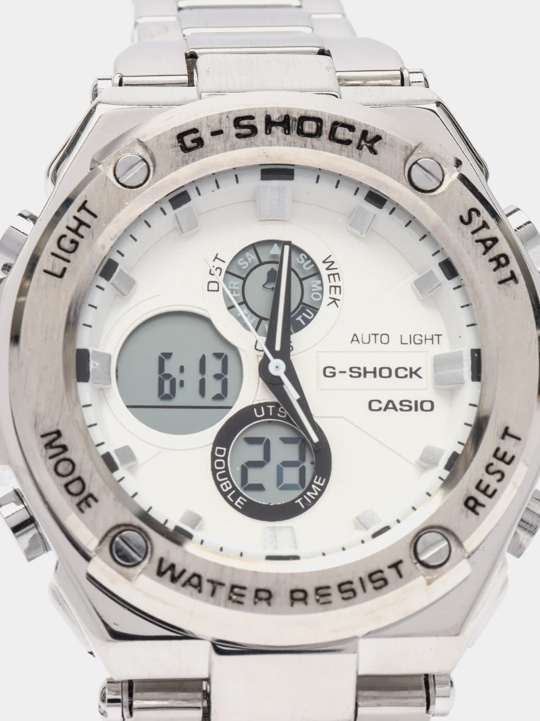 Молочный часы мужские Casio G-Shock, стальные