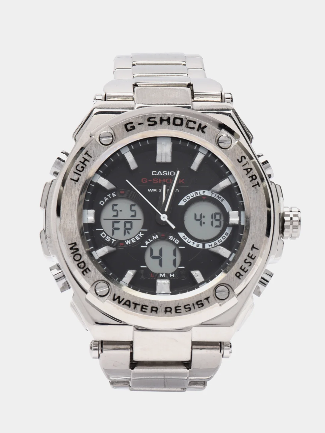 Серебряный часы мужские Casio G-Shock, стальные